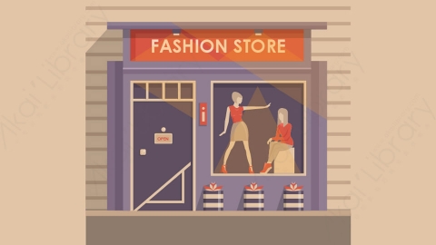 图片素材-扁平服装店生活场景-12