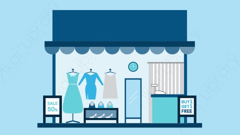 图片素材-扁平服装店生活场景-3