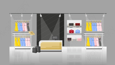 图片素材-扁平服装店生活场景-6