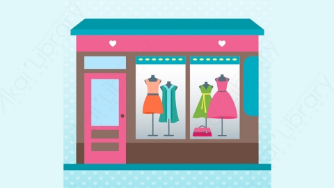 图片素材-扁平服装店生活场景-8