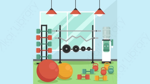 图片素材-扁平健身房生活场景-23