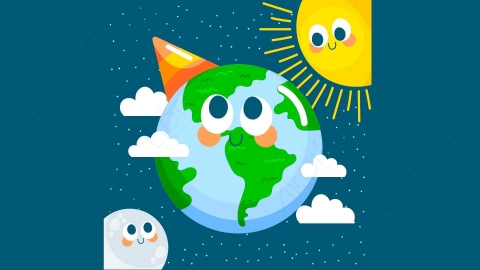 图片素材-扁平地球太空自然场景-4