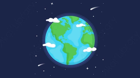 图片素材-扁平地球太空自然场景-7