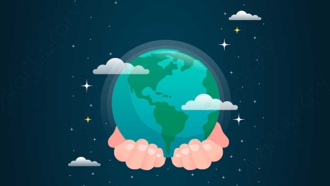 图片素材-扁平地球太空自然场景-9