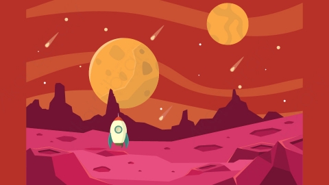 图片素材-扁平火星外星球太空自然场景-12