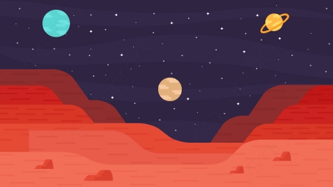 图片素材-扁平火星外星球太空自然场景-15
