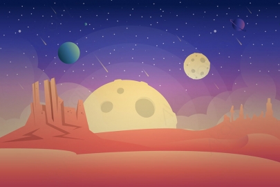 图片素材-扁平火星外星球太空自然场景-16