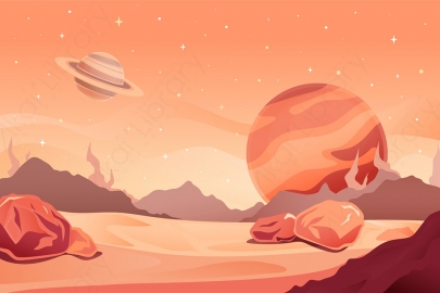图片素材-扁平火星外星球太空自然场景-18