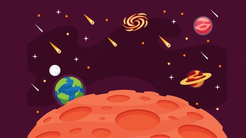 图片素材-扁平火星外星球太空自然场景-25