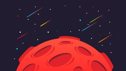 图片素材-扁平火星外星球太空自然场景-26