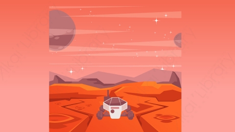 图片素材-扁平火星外星球太空自然场景-3