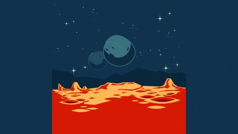图片素材-扁平火星外星球太空自然场景-7