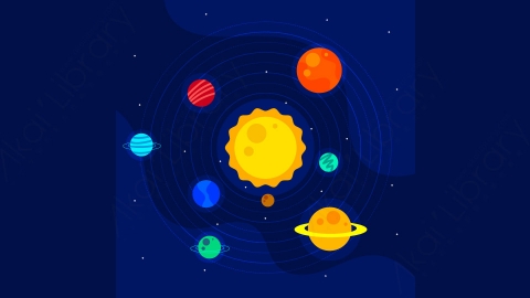 图片素材-扁平太阳系太空场景-10