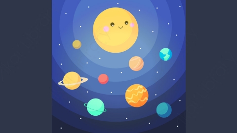 图片素材-扁平太阳系太空场景-11
