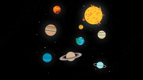 图片素材-扁平太阳系太空场景-12