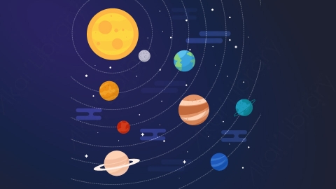 图片素材-扁平太阳系太空场景-14