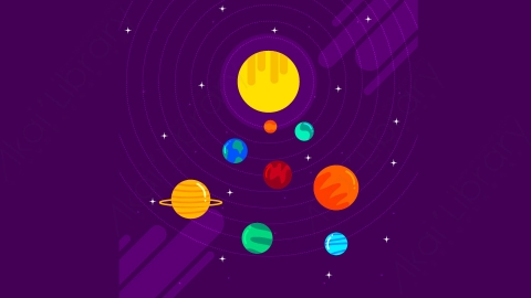 图片素材-扁平太阳系太空场景-18