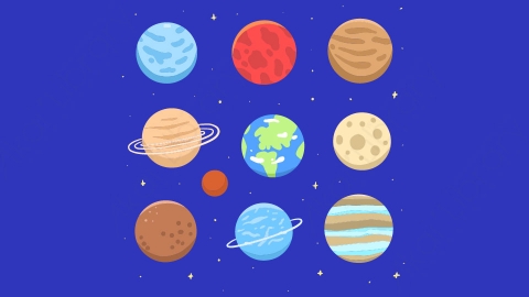 图片素材-扁平太阳系太空场景-21