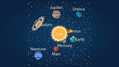 图片素材-扁平太阳系太空场景-3