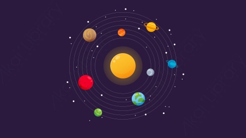 图片素材-扁平太阳系太空场景-4