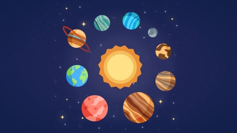 图片素材-扁平太阳系太空场景-7