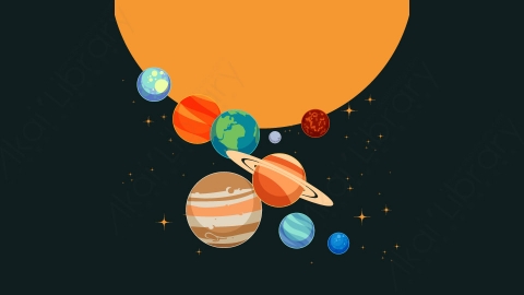 图片素材-扁平太阳系太空场景-8