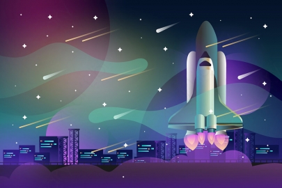 图片素材-扁平太空宇宙星系场景-1