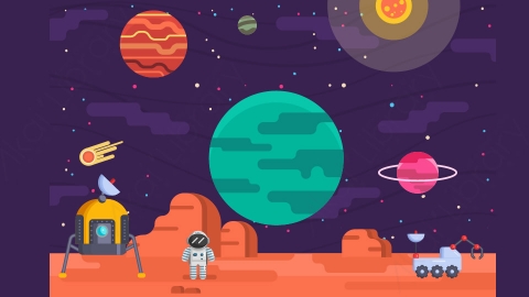 图片素材-扁平太空宇宙星系场景-10