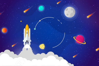 图片素材-扁平太空宇宙星系场景-25