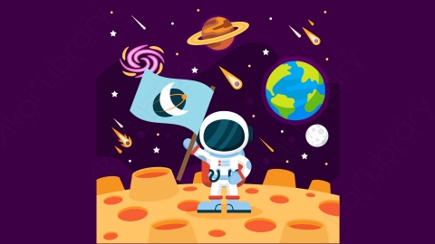 图片素材-扁平太空宇宙星系场景-28