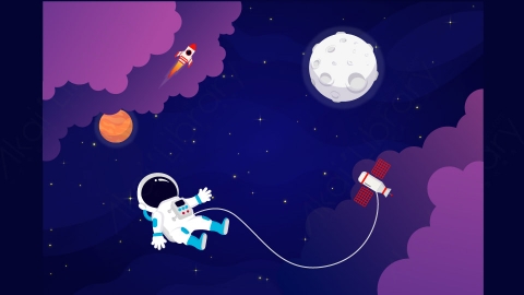 图片素材-扁平太空宇宙星系场景-29