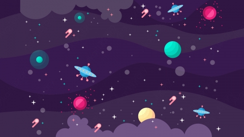 图片素材-扁平太空宇宙星系场景-3