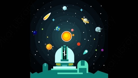 图片素材-扁平太空宇宙星系场景-6