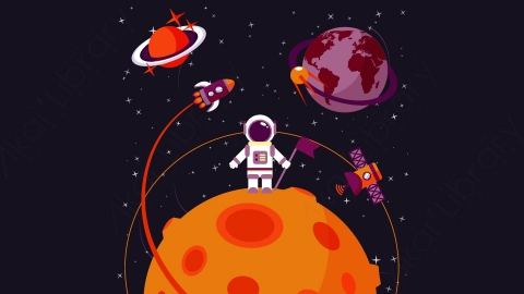 图片素材-扁平太空宇宙星系场景-7