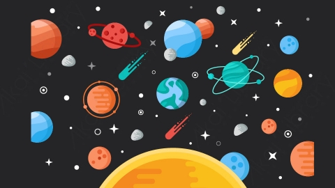 图片素材-扁平太空宇宙星系场景-8