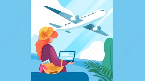 图片素材-扁平候机出发飞机场场景-20