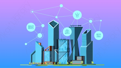 图片素材-扁平城市远景建筑场景-16