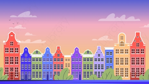 图片素材-扁平城市远景建筑场景-17