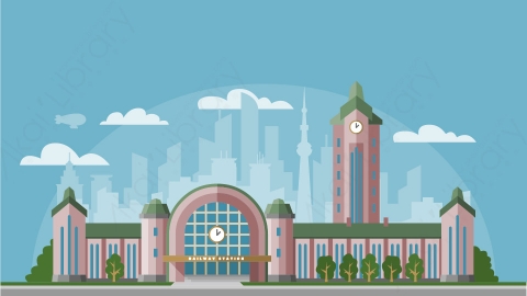 图片素材-扁平城市远景建筑场景-5-6