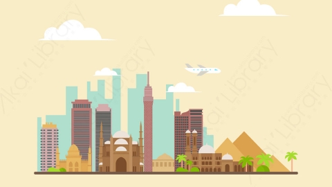 图片素材-扁平城市远景建筑场景-18