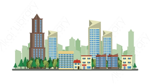 图片素材-扁平城市远景建筑场景-21-2