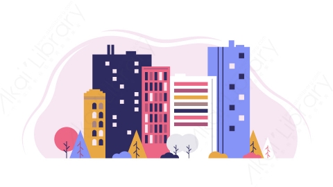 图片素材-扁平城市远景建筑场景-23