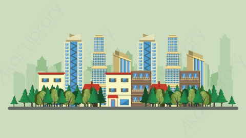 图片素材-扁平城市远景建筑场景-21