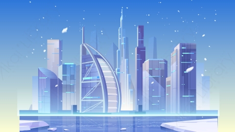 图片素材-扁平城市远景建筑场景-25