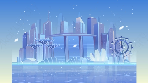图片素材-扁平城市远景建筑场景-26