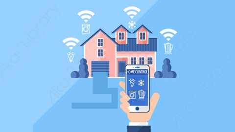 图片素材-扁平智能家居住宅房子场景-27