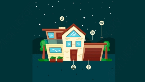 图片素材-扁平智能家居住宅房子场景-19