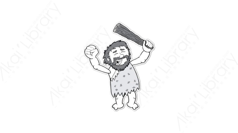 AE模板-caveman happy 3 draw卡通MG手绘野人穴居人动作表情白板动画