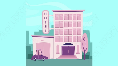 图片素材-扁平酒店公寓楼房建筑场景-1