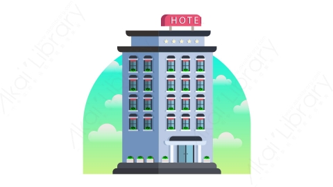 图片素材-扁平酒店公寓楼房建筑场景-12